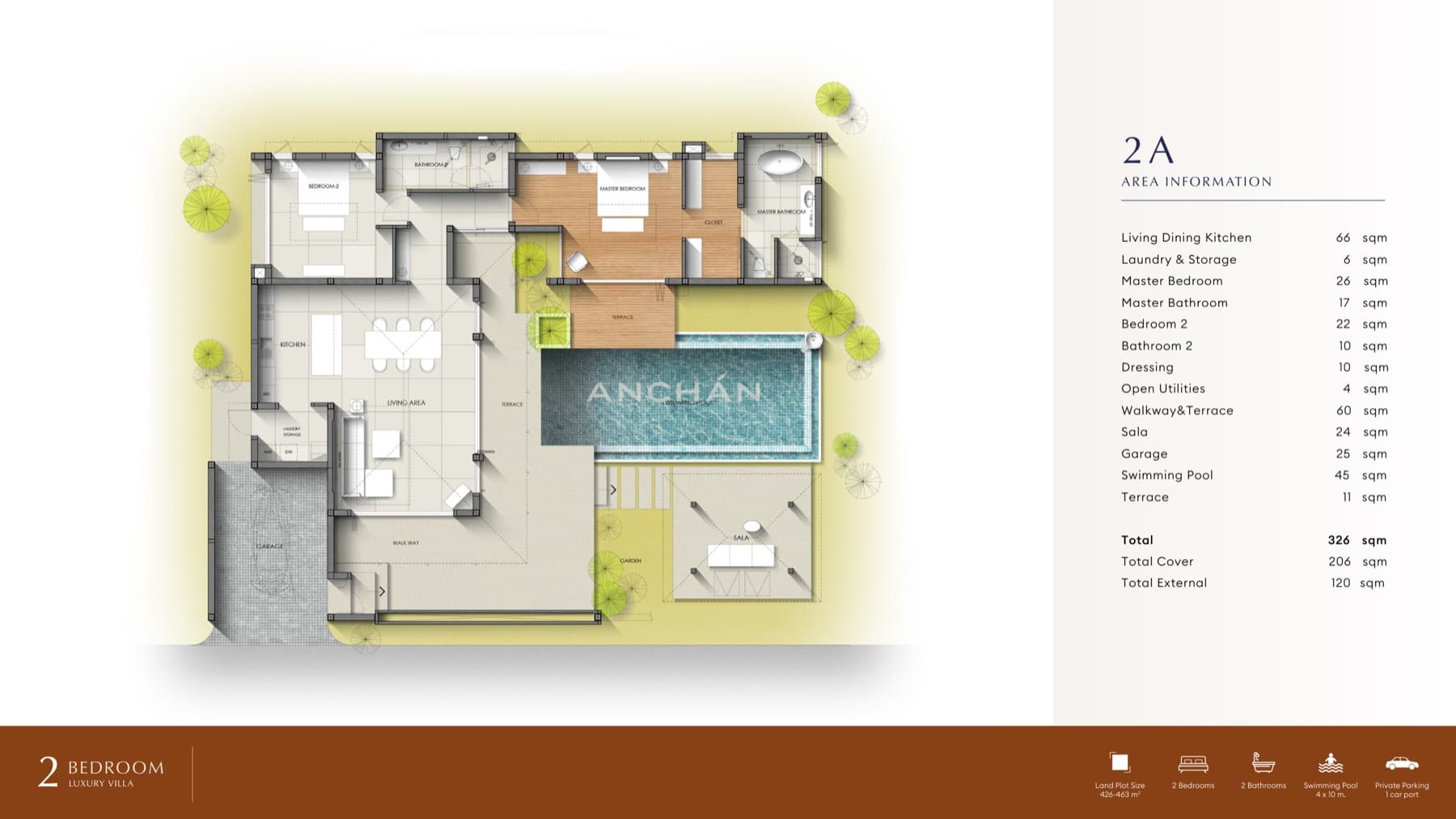 Type 2A · 2 Bedroom Villa layout